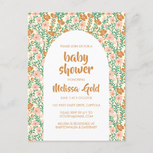 Invitation Carte Postale BABY SHOWER Floral Arc rose Fleur Motif PERSONNALI
