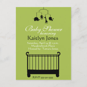 Invitation Carte Postale Baby shower - Garçon, berceau avec mobile