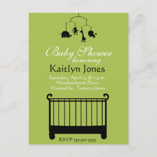 Invitation Carte Postale Baby shower - Garçon, berceau avec mobile