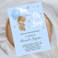 Baby shower garçon ours en peluche étoiles bleues