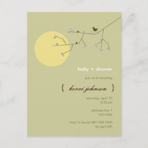 Invitation Carte Postale Baby shower lunaire de l'arbre généalogique de nid