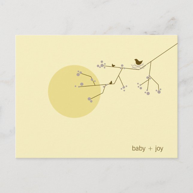 Invitation Carte Postale Baby shower lunaire de l'arbre généalogique de nid (Devant)