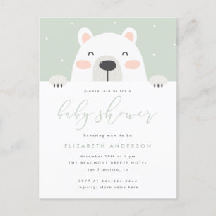 Invitation Carte Postale Baby shower lunatique d'hiver de bande dessinée