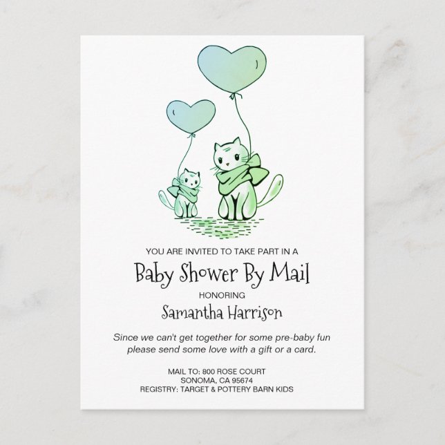 Invitation Carte Postale Baby shower par courrier (Devant)