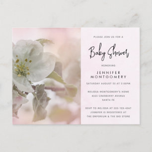 Invitation Carte Postale Baby shower photo White Apple Blossom