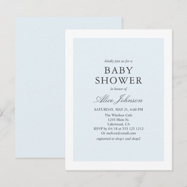 Invitation Carte Postale Baby shower simple et élégant (Devant / Derrière)