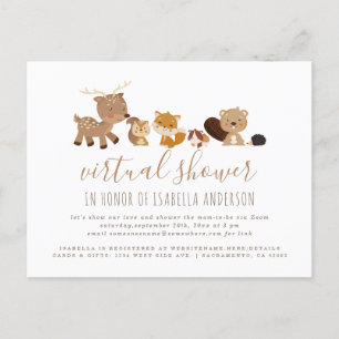Invitation Carte Postale Baby shower virtuel à thème neutre pour les femmes