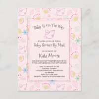 Baby shower Whimsical Par Mail Oiseau Floral Rose