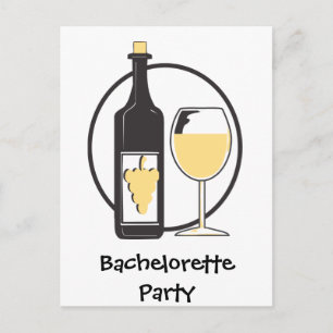 Invitation Carte Postale Bachelorte de vin blanc