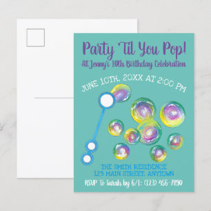 Invitation Carte Postale Baguette à bulles Fête jusqu'à ce que vous éclatie