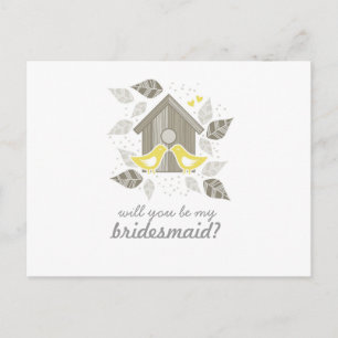 Invitation Carte Postale baisers jaunes mon demoiselle d'honneur horizontal