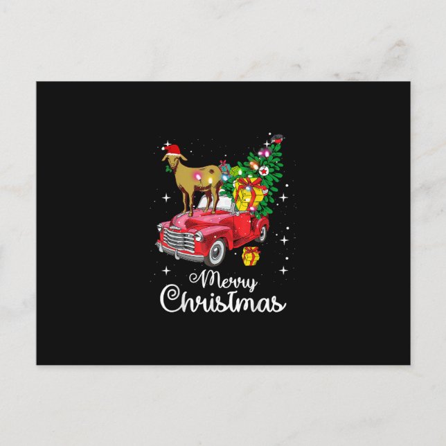 Invitation Carte Postale Balades de chèvre Camion rouge Pajama de Noël (Devant)