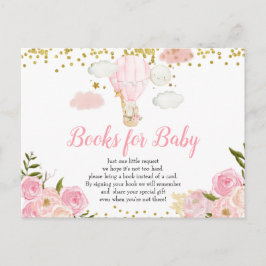 Invitation Carte Postale Balloon Animaux à air chaud rose Livres pour bébé