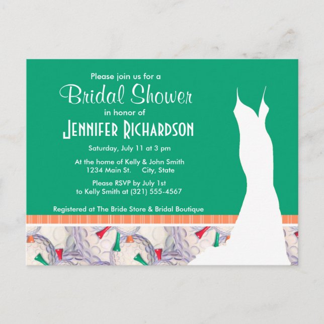 Invitation Carte Postale Balls de golf mignonnes et Motif Tee - shirt (Devant)