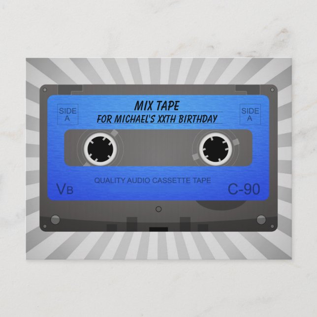 Invitation Carte Postale Bande de cassette amusante Anniversaire (Devant)
