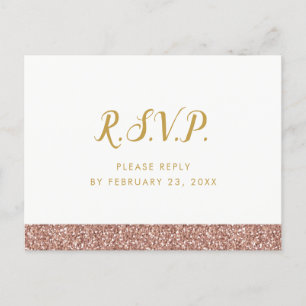 Invitation Carte Postale Bande de Parties scintillant simple rose rose or R