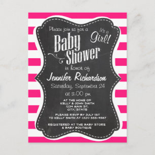 Invitation Carte Postale Bandes horizontales roses profondes ; aspect du ta