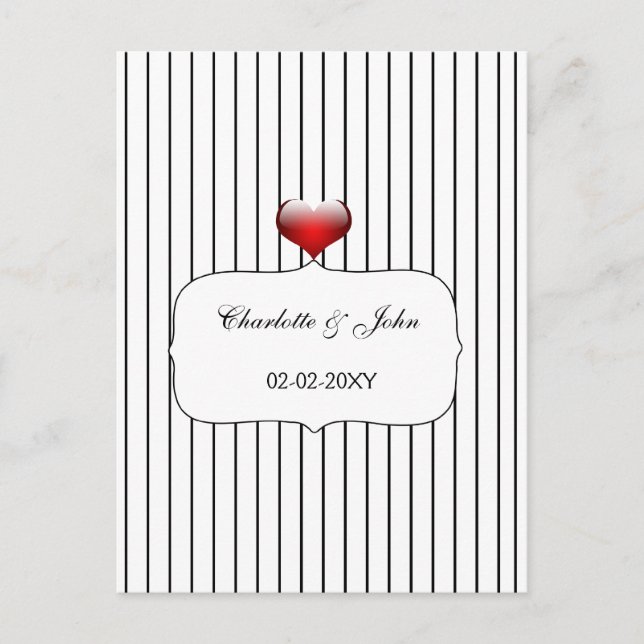 Invitation Carte Postale Bandes noires et blanches Mariage moderne (Devant)