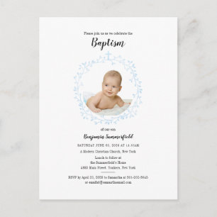 Invitation Carte Postale Baptême Photo de bébé Événement religieux chrétien