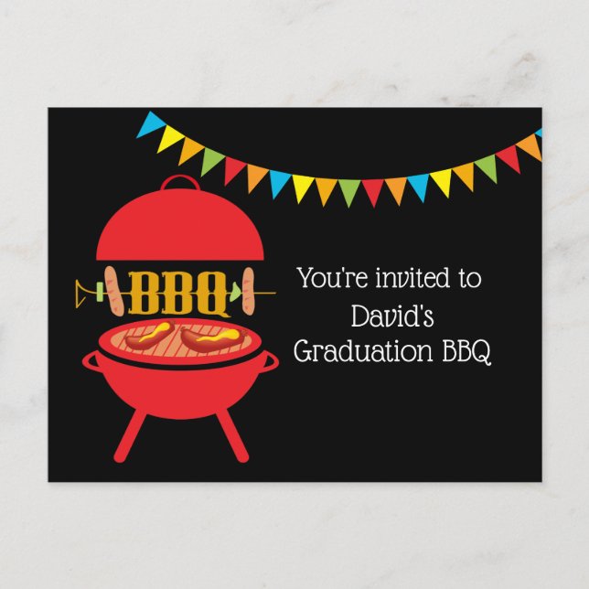 Invitation Carte Postale Barbecue de fin d'études BBQ, barbecue, barbecue, (Devant)