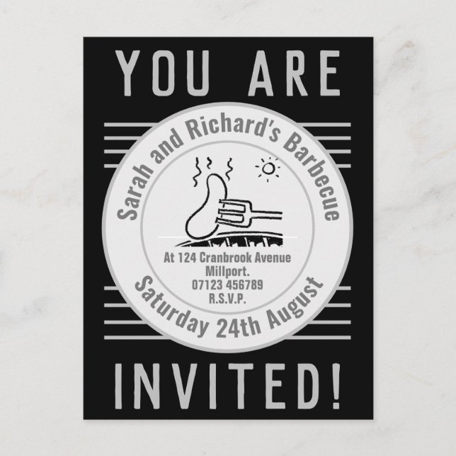 Invitation Carte Postale Barbecue Garden Party (Devant)