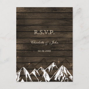 Invitation Carte Postale Barnwood Camping Montagnes Rustiques Mariage rsvp