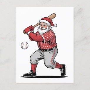 Invitation Carte Postale Baseball de Noël Jouant au Père Noël Sport 
