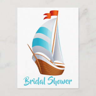 Invitation Carte Postale Bateau à voile nautique bleu turquoise - Plage océ