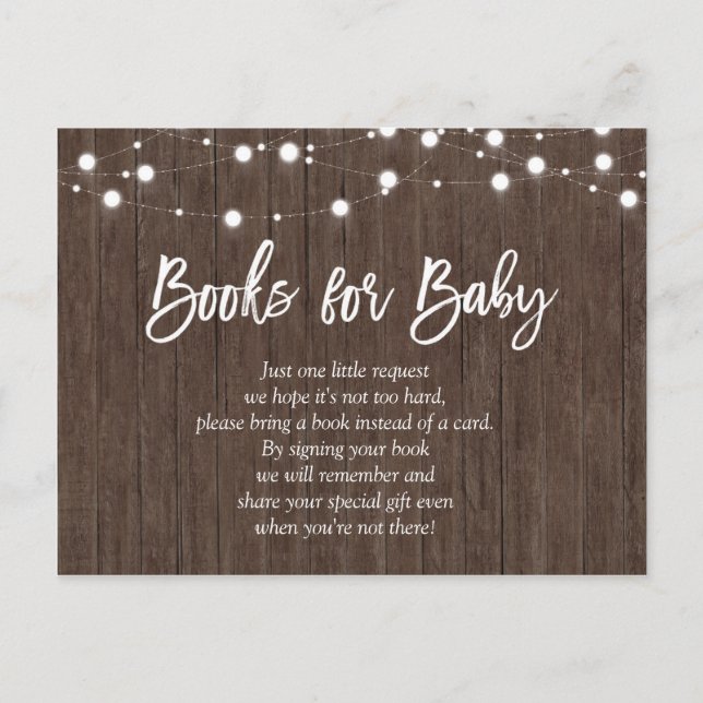 Invitation Carte Postale Bébé brasse des livres de Baby showers rustiques p (Devant)