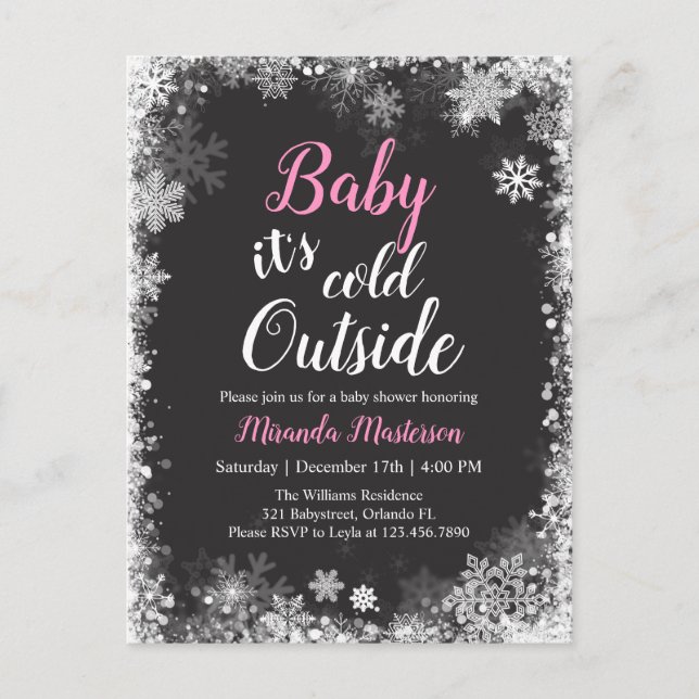 Invitation Carte Postale Bébé c'est froid hors du Baby shower d'hiver (Devant)