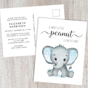 Invitation Carte Postale Bébé Eléphant mignon Douche garçon