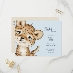 Invitation Carte Postale Bébé mignon Baby shower léopard