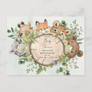 Invitation Carte Postale Bébé mignon en bois Baby shower par courrier élect
