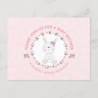 Bébé mignon lapin Floral Wreath Baby shower rose