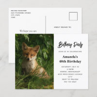 Bébé renard dans une forêt verte Anniversaire