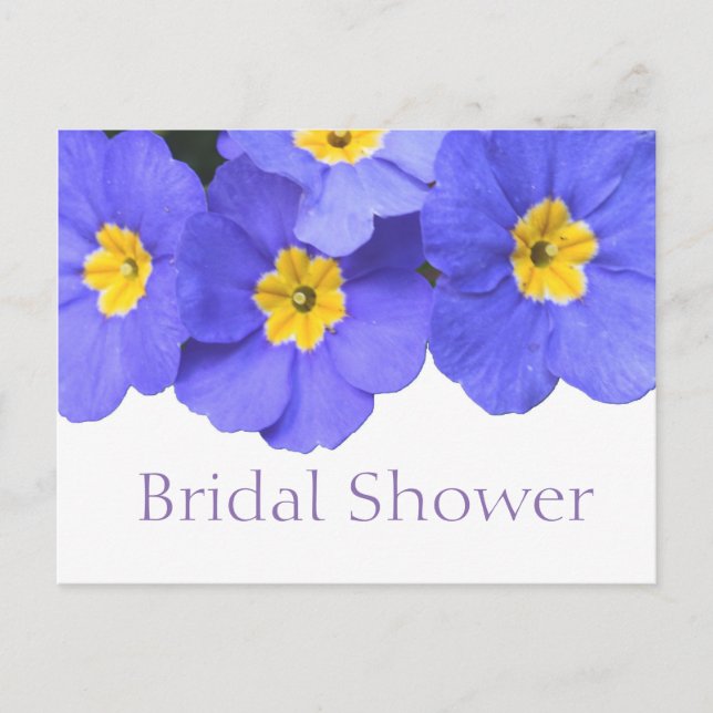 Invitation Carte Postale Belle fleurs de jardin bleu douche nuptiale (Devant)