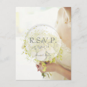 Invitation Carte Postale Belle mariée avec Fleur Bouquet Mariage RSVP