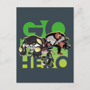 Invitation Carte Postale Ben Tennyson, Cannonbolt et Four Arms - Go Hero