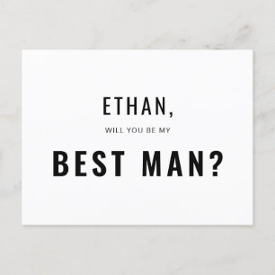 Invitation Carte Postale Best Man Request Modern Simple