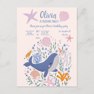 Invitation Carte Postale Bétale adorable et vie marine