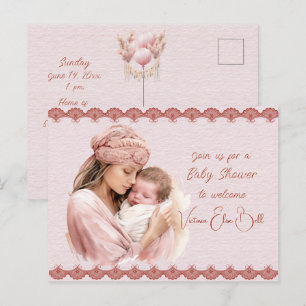 Invitation Carte Postale Bienvenue dans une douche bébé fille