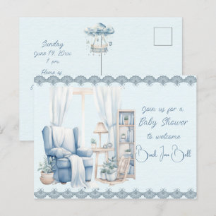 Invitation Carte Postale Bienvenue dans une douche bébé garçon