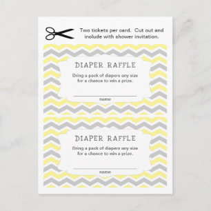 Invitation Carte Postale Billets de tombola de couche jaune gris, qté faibl
