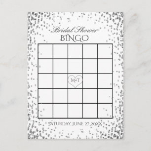 Invitation Carte Postale Bingo Fête des mariées   Confetti en argent
