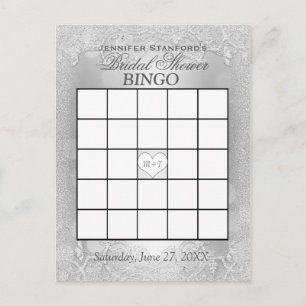 Invitation Carte Postale Bingo Fête des mariées   Elégance argentée