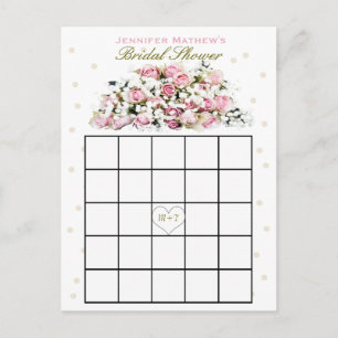 Invitation Carte Postale Bingo Fête des mariées Roses rose