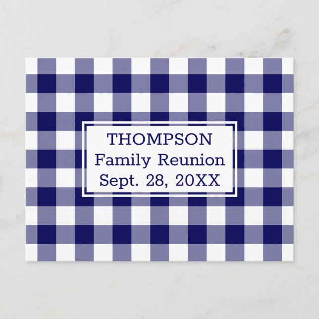 Invitation Carte Postale Bleu Blanc Buffle Nom du chèque Famille Réunion (Devant)