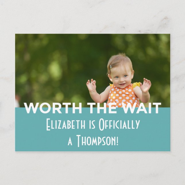 Invitation Carte Postale Bleu Bright Moderne Stripes Adoption Annonces (Devant)