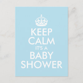 INVITATION CARTE POSTALE BLEU GARDER CALME C'EST UN BABY SHOWER