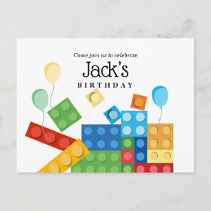 Invitation Carte Postale blocs de construction, bloc, brique de jouets